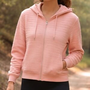 The North Face Pink Quilted Zip Hoodie | Cozy Outdoors Jacket/Sweater | Large